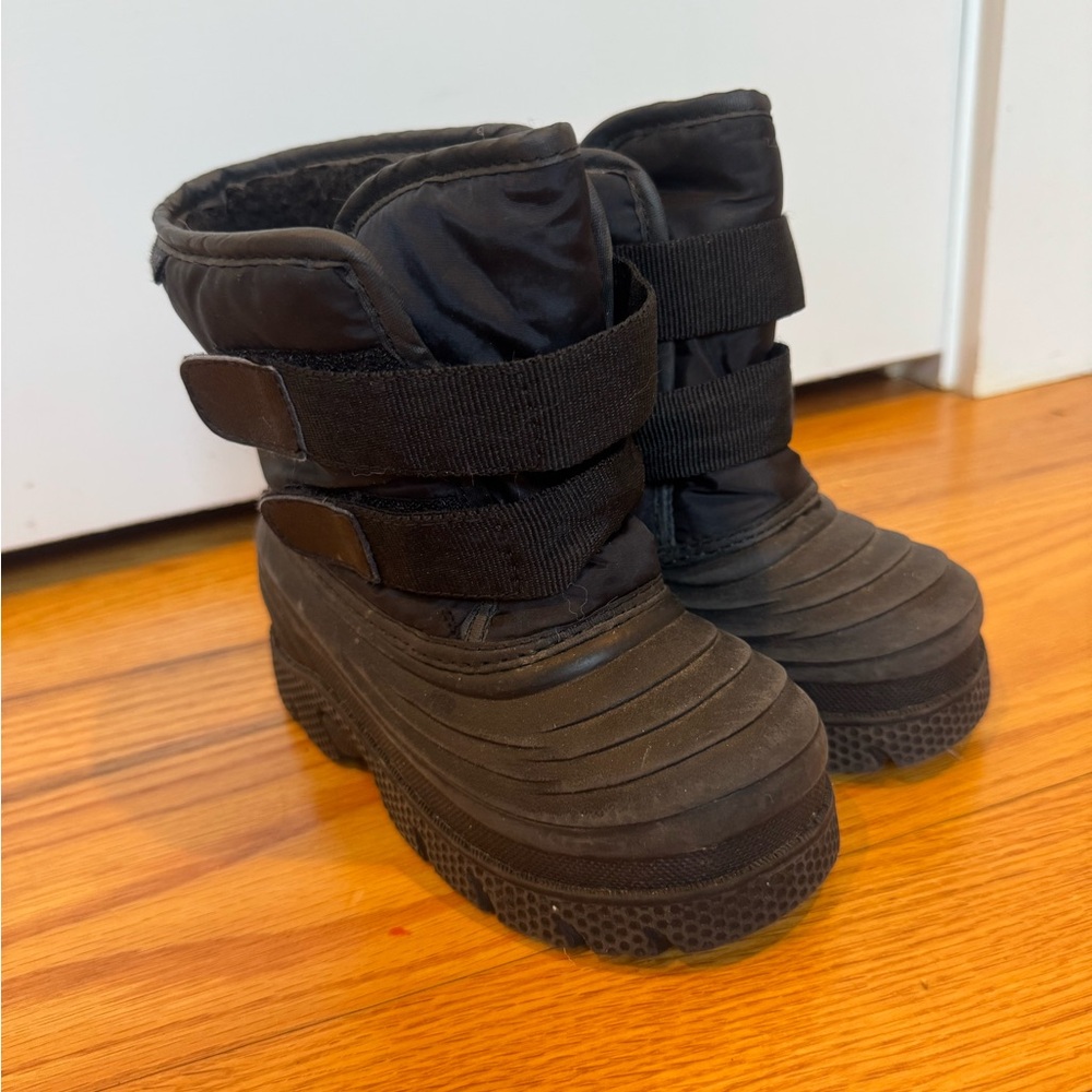 Lugz Flurry Kids Winter Snow Boots Black Faux Fur Lined Size 10